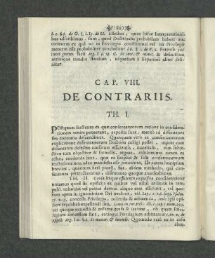 Cap. VIII. De Contrariis