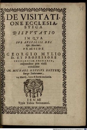De visitatione ecclesiastica disputatio
