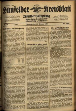 Erste Ausgabe vom Mittwoch, den 13. Februar 1935.