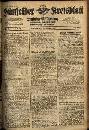 Erste Ausgabe vom Mittwoch, den 13. Februar 1935.