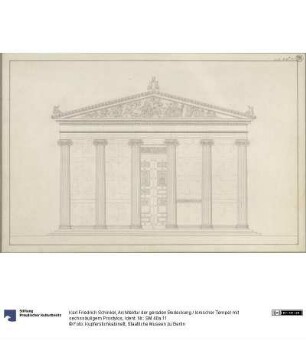 Architektur der geraden Bedeckung / Ionischer Tempel mit sechssäuligem Prostylos