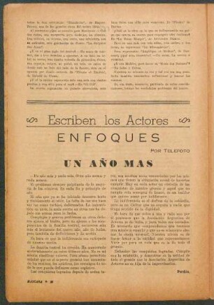 Escriben los Actores : Enfoques por Telefoto - Un año mas