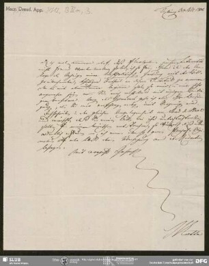 Eigenh. Brief von Johann Friedrich von Cotta an August Wilhelm von Schlegel, Tübingen, 30.11.1806