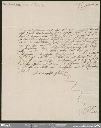 Eigenh. Brief von Johann Friedrich von Cotta an August Wilhelm von Schlegel, Tübingen, 30.11.1806