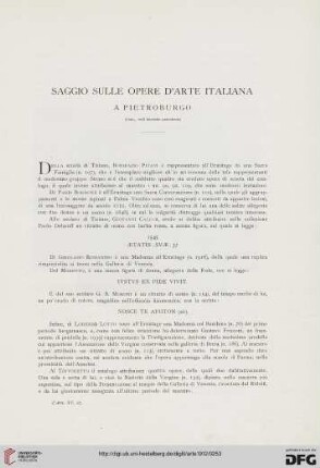 15: Saggio sulle opere d'arte italiana a Pietroburgo