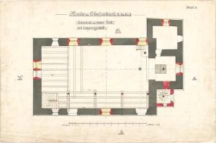 Dolmetsch, Heinrich; Oberfischach; Ev. Pfarrkirche, Restaurierung - Grundriss EG mit Emporengebälk