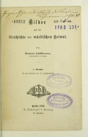 Bd. 1: Bis zum Anfange des 16. Jahrhunderts