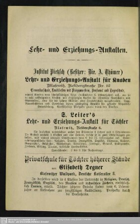 Lehr- und Erziehungs-Anstalten