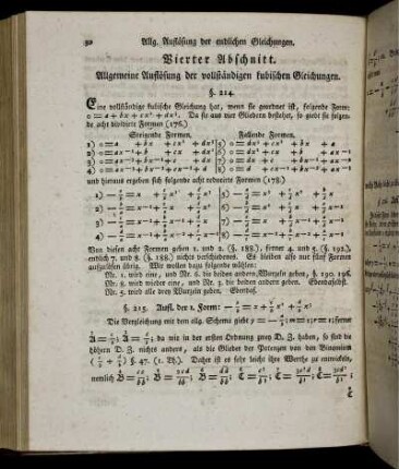 Vierter Abschnitt. Allgemeine Auflösung der vollständigen kubischen Gleichungen.