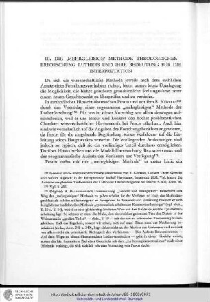 III. Die 'mehrgleisige' Methode theologischer Erforschung