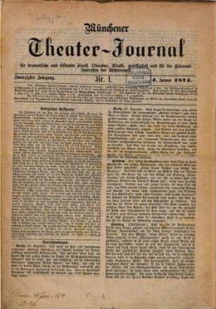 Münchner Theater-Journal. 20, 20. 1874