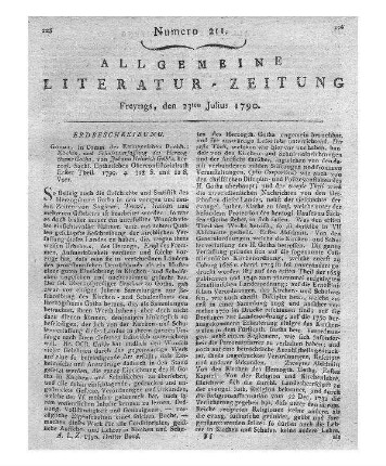 Gelbke, J. H.: Kirchen- und Schulen-Verfassung des Herzogthums Gotha. T. 1. Gotha: Ettinger 1790
