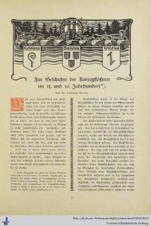 Zur Geschichte der Kinzigflößerei im 15. und 16. Jahrhundert.