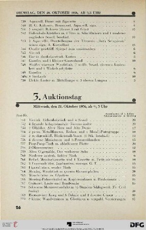 3. Auktionstag Mittwoch, den 21. Oktober 1936, ab ½ 3 Uhr (Nr. 751-1125)