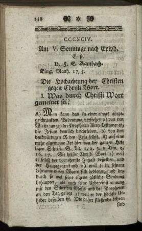 CCCXCIV. Am V. Sonntage nach Epiph. Epist.