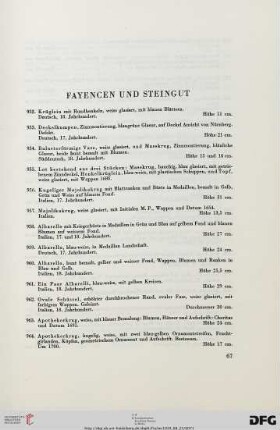Fayencen und Steingut (Nr. 952-1079)