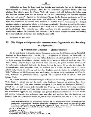 III. Die übrigen wichtigeren oder interssanteren Gegenstände der Sammlung im Allgemeinen.