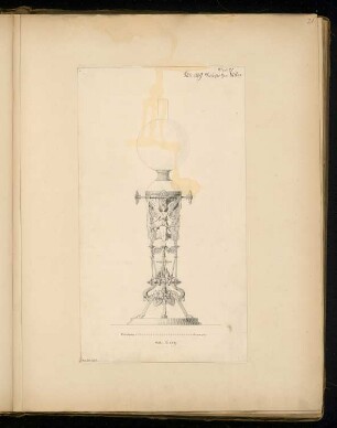 Petroleumlampe Monatskonkurrenz Juli 1869: Ansicht; Maßstabsleiste