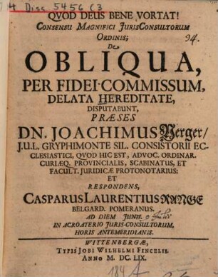 De obliqua per fidei commissum delata hereditate