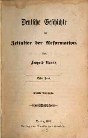 Deutsche Geschichte im Zeitalter der Reformation. 1