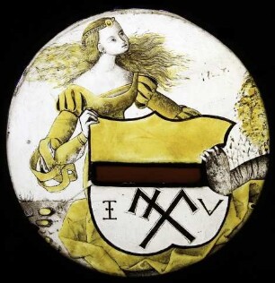 Schildhalterin mit unbekanntem Wappen