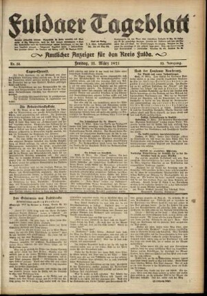 Ausgabe vom Freitag, den 11. März 1921.