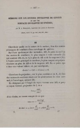 Mémoire sur les courbes enveloppes de cercles et sur les surfaces enveloppes de sphères.