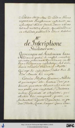 [fol. 7] De inscription studiosorum