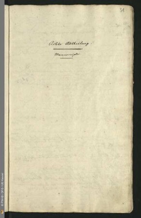 Achte Abtheilung. Manuscripte