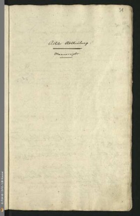 Achte Abtheilung. Manuscripte
