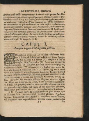 Caput I. Analysin Logico-Philologicam sistens.