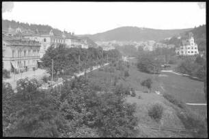 Marienbad. Kaiserstraße und Stadtgarten mit Villa "Luginsland"