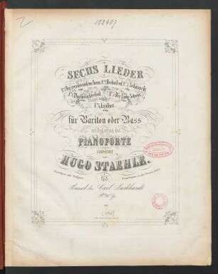 Sechs Lieder für Bariton oder Bass mit Begleitung des Pianoforte Op. 5.