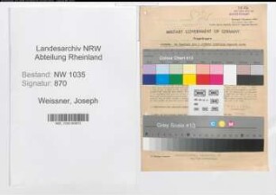 Entnazifizierung Joseph Weissner , geb. 14.04.1897 (Dezernent)