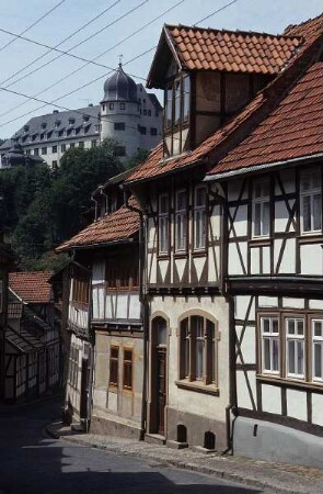Stolberg. Blick in die Töpfergasse. im Hintergrund das Schloß