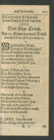 LXXXI. Das selige Creutz. Am 21. Sonntage nach Trinit