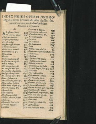 Index huius operis gnomologici ...