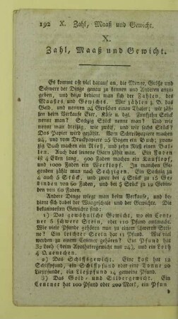 X. Zahl, Maaß und Gewicht