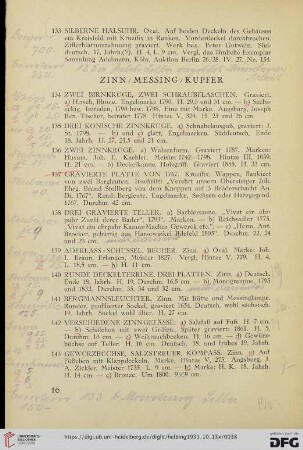 Zinn/Messing/Kupfer (Nr. 134-152)
