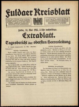 Zweite Ausgabe vom Freitag, den 14. Mai 1915.