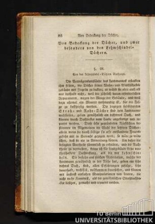 Von Bedeckung der Dächer, und zwar besonders von den Lehmschindel-Dächern