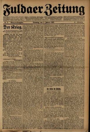 Erste Ausgabe vom Dienstag, den 05. Januar 1915.
