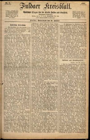 Erste Ausgabe vom Samstag, den 21. Januar 1882.