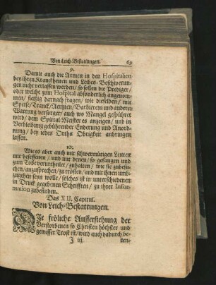 Das XII. Capitul. Von Leich-Bestattungen.