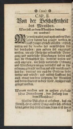 Cap. II. Von der Beschaffenheit des Menschen.