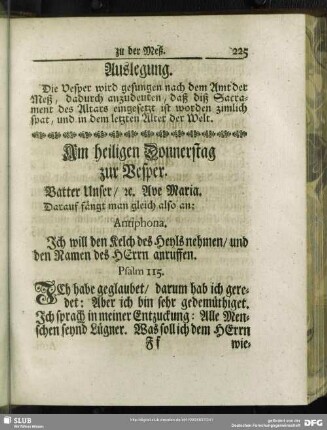 Am heiligen Donnerstag zur Vesper