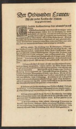 Der Ordinanden Examen/ Alse ydt yn der Kercken tho Wittemberge gebruket wert.