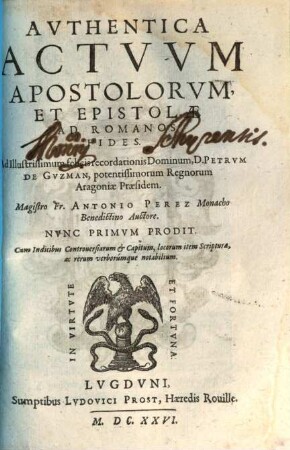 Authentica Actuum Apostolorum Et Epistolae Ad Romanos Fides