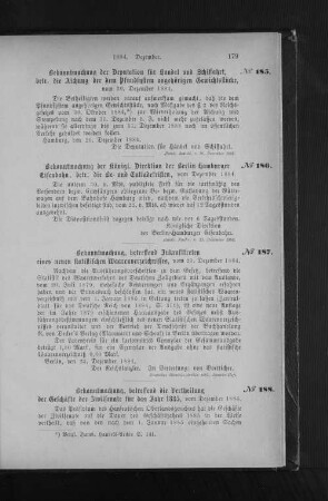 No. 187. Bekanntmachung, betreffend Inkrafttreten eines neuen statistisches Waarenverzeichnisses, vom 23. Dezember 1884.