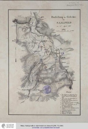 Darstellung des Gefechts bei Saalfeld den 2. April 1761. [Berlin,ca.1850]